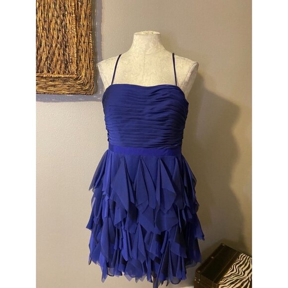 Adrianna Papell Dress Purple 12 Flutter Party Cocktail Cruise Wedding - Picture 5 of 10